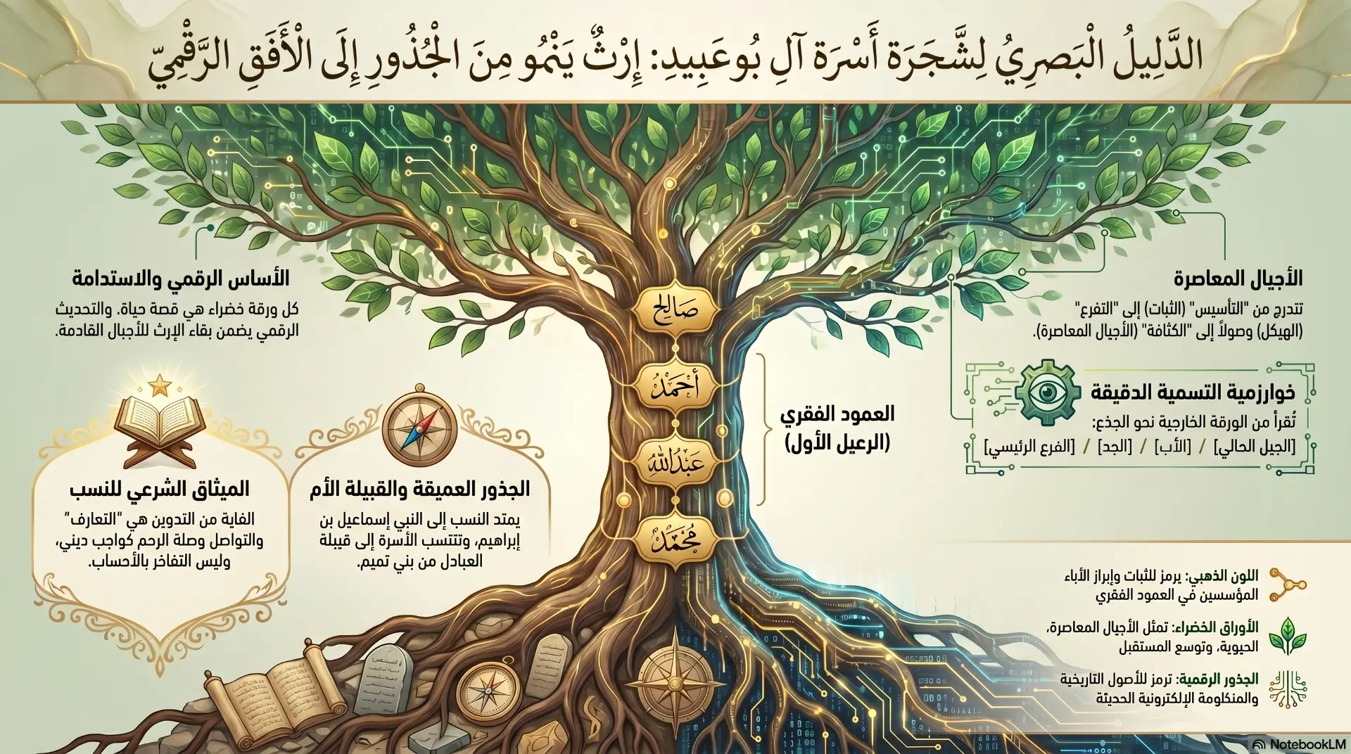 الدليل البصري لشجرة أسرة آل بوعبيد: إرث ينمو من الجذور إلى الأفق الرقمي